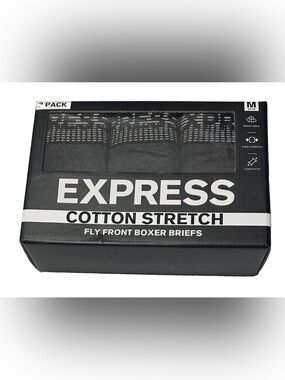 Share Express 3 Men's Cotton Stretch Fly Front Boxer Briefs MED (32-34) Charcoal